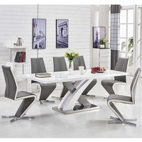 Product photograph of Axara Large Extending Grey Dining Table 6 Gia Grey White Chairs from Furniture in Fashion