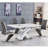 Product photograph of Axara Small Extending White Dining Table 4 Gia Grey White Chairs from Furniture in Fashion