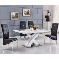 Product photograph of Axara Small Extending White Dining Table 4 Vesta Black Chairs from Furniture in Fashion