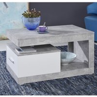 Product photograph of Ayano 1 Drawer Coffee Table In White And Stone Cement Grey from Furniture in Fashion