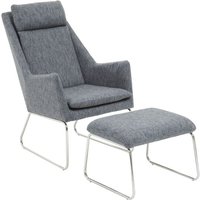 Product photograph of Azaltro Fabric Bedroom Chair With Footstool In Grey from Furniture in Fashion