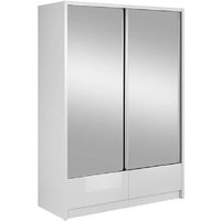 Product photograph of Aztec Mirrored Gloss Wardrobe 154cm With 2 Sliding Doors In White from Furniture in Fashion