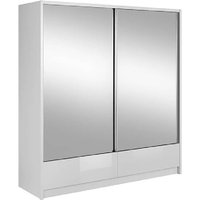 Product photograph of Aztec Mirrored Gloss Wardrobe 204cm With 2 Sliding Doors In White from Furniture in Fashion