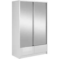 Product photograph of Aztec Mirrored Wardrobe 134cm With 2 Sliding Doors In White Gloss from Furniture in Fashion