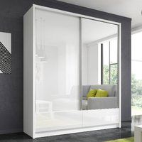 Product photograph of Aztec Mirrored Wardrobe 184cm With 2 Sliding Doors In White Gloss from Furniture in Fashion