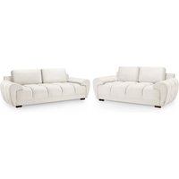 Product photograph of Aztec Plush Velvet 3 2 Seater Sofa Set In Cream from Furniture in Fashion