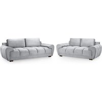 Product photograph of Aztec Plush Velvet 3 2 Seater Sofa Set In Grey from Furniture in Fashion