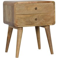 Product photograph of Bacon Wooden Curved Bedside Cabinet In Oak Ish With 2 Drawer from Furniture in Fashion