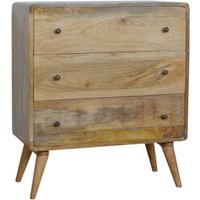 Product photograph of Bacon Wooden Curved Chest Of Drawers In Oak Ish With 3 Drawers from Furniture in Fashion