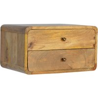 Product photograph of Bacon Wooden Wall Hung Bedside Cabinet In Oak Ish With 2 Drawers from Furniture in Fashion