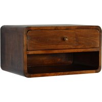 Product photograph of Bacon Wooden Wall Hung Bedside Cabinet In Chestnut With 1 Drawer from Furniture in Fashion