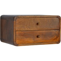 Product photograph of Bacon Wooden Wall Hung Bedside Cabinet In Chestnut With 2 Drawer from Furniture in Fashion