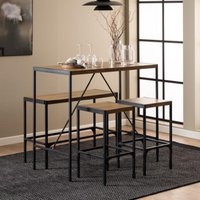 Product photograph of Bagdad Wooden Bar Table With 1 Bench 2 Stools In Rustic Oak from Furniture in Fashion