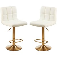 Product photograph of Baino White Faux Leather Bar Chairs With Gold Base In A Pair from Furniture in Fashion
