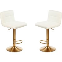 Product photograph of Baino White Leather Bar Chairs With Gold Base In A Pair from Furniture in Fashion