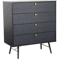 Product photograph of Baiona Wooden Chest Of 4 Drawer In Black Oak from Furniture in Fashion