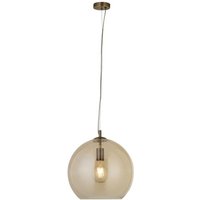 Product photograph of Balls Large Amber Glass Ceiling Pendant Light In Antique Brass from Furniture in Fashion