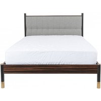 Product photograph of Balta Wooden King Size Bed In Ebony With Grey Fabric Headboard from Furniture in Fashion