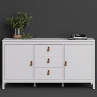 Product photograph of Barcila Wooden Sideboard With 2 Doors 3 Drawers In White from Furniture in Fashion