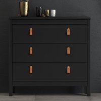 Product photograph of Barcila Wooden Chest Of Drawers With 3 Drawers In Matt Black from Furniture in Fashion