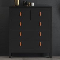 Product photograph of Barcila Wooden Chest Of Drawers With 5 Drawers In Matt Black from Furniture in Fashion