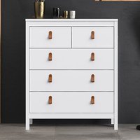 Product photograph of Barcila Wooden Chest Of Drawers With 5 Drawers In White from Furniture in Fashion