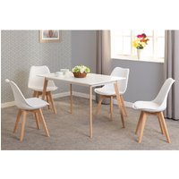Product photograph of Barrie Rectangular Wooden Dining Table With 4 White Chairs from Furniture in Fashion