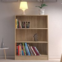 Product photograph of Baskon Wooden Wide Bookcase With 3 Shelves In Oak from Furniture in Fashion