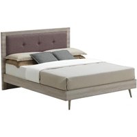 Product photograph of Batya Wooden Double Bed In Grey Oak Effect And Mocca Fabric from Furniture in Fashion
