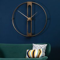 Product photograph of Bealie Round Metal Wall Clock In Gold from Furniture in Fashion