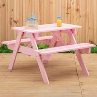 Product photograph of Beata Outdoor Wooden Kids Picnic Bench In Pink from Furniture in Fashion
