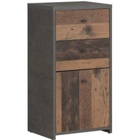 Product photograph of Beile Storage Cabinet 1 Door 2 Drawers In Dark Grey Concrete from Furniture in Fashion
