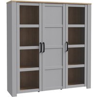 Product photograph of Belgin Wooden Display Cabinet 3 Doors In Grey And Oak from Furniture in Fashion