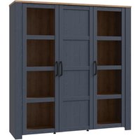 Product photograph of Belgin Wooden Display Cabinet 3 Doors In Navy And Oak from Furniture in Fashion