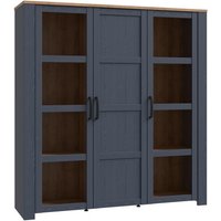 Product photograph of Belgin Display Cabinet 3 Doors In Riviera Oak And Navy from Furniture in Fashion