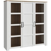 Product photograph of Belgin Wooden Display Cabinet 3 Doors In White And Oak from Furniture in Fashion