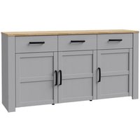 Product photograph of Belgin Wooden Sideboard With 3 Doors 3 Drawers In Grey And Oak from Furniture in Fashion