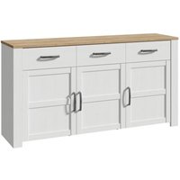 Product photograph of Belgin Wooden Sideboard With 3 Doors 3 Drawers In White And Oak from Furniture in Fashion