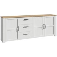 Product photograph of Belgin Wooden Large Sideboard With 3 Doors 3 Drawers In White Oak from Furniture in Fashion