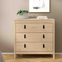 Product photograph of Bellevue Wooden Chest Of 3 Drawers In Oak from Furniture in Fashion