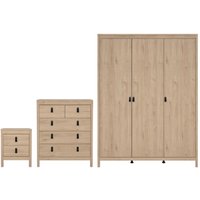 Product photograph of Bellevue Wooden Furniture Set With 3 Doors Wardrobe In Oak from Furniture in Fashion