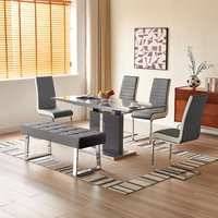 Product photograph of Belmonte Grey Dining Table Small 4 Symphony Grey Chairs Bench from Furniture in Fashion