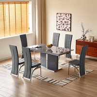 Product photograph of Belmonte Grey Extending Dining Table Large 6 Ravenna Grey Chairs from Furniture in Fashion