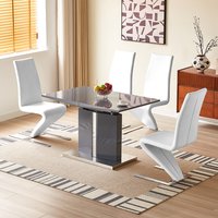 Product photograph of Belmonte Grey Extending Dining Table Small 4 Demi Z White Chairs from Furniture in Fashion