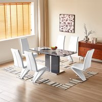Product photograph of Belmonte Grey Extending Dining Table Small 6 Demi Z White Chairs from Furniture in Fashion