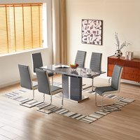 Product photograph of Belmonte Grey Extending Dining Table Small 6 Symphony Grey Chairs from Furniture in Fashion