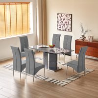 Product photograph of Belmonte Grey Extending Dining Table Small 6 Vesta Grey Chairs from Furniture in Fashion