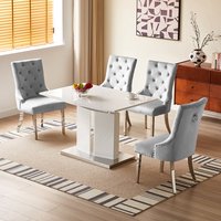 Product photograph of Belmonte White Gloss Extending Dining Table 4 Imperial Grey Chairs from Furniture in Fashion