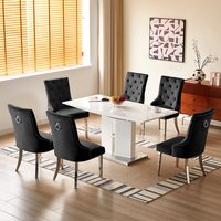 Product photograph of Belmonte White Gloss Extending Dining Table 6 Imperial Black Chairs from Furniture in Fashion
