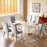 Product photograph of Belmonte White Gloss Extending Dining Table 6 Imperial Grey Chairs from Furniture in Fashion